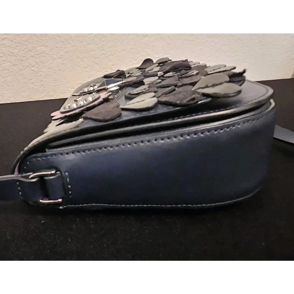 Kate Spade Owl Zibbi Blue Leather Crossbody Bag 9x6.5x2